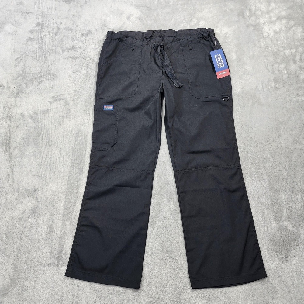 NEW Cherokee Pants Womens MP PETITE Black Modern Classic Cargo Scrub Workwear
